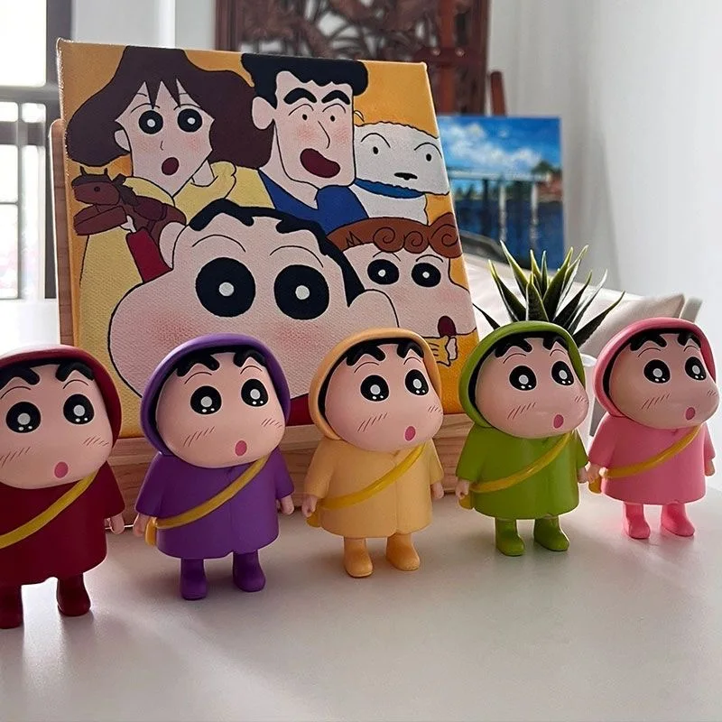 Anime Crayon Shin-Chan Action Figures 1st Generation Shin Chan Raincoat Car Decoration Doll Model Kids Toys Fans Gifts