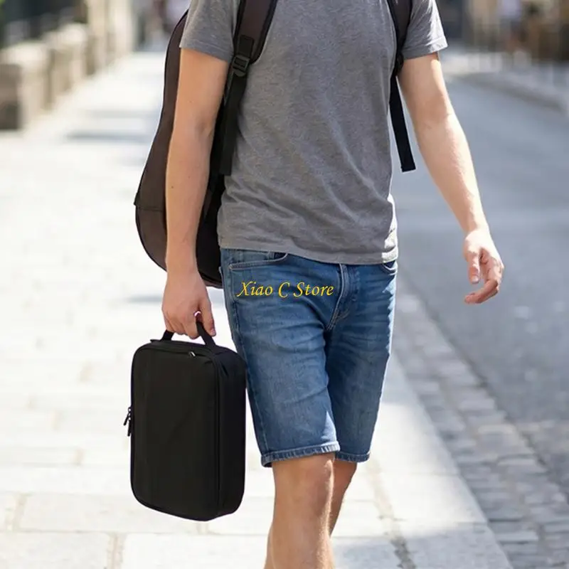 Y1AE Music Device Storage Bag with Front Pocket, EPE Lining, Top Handle and Shoulder Belt for Mooer GE100 Guitar Effects Travel,
