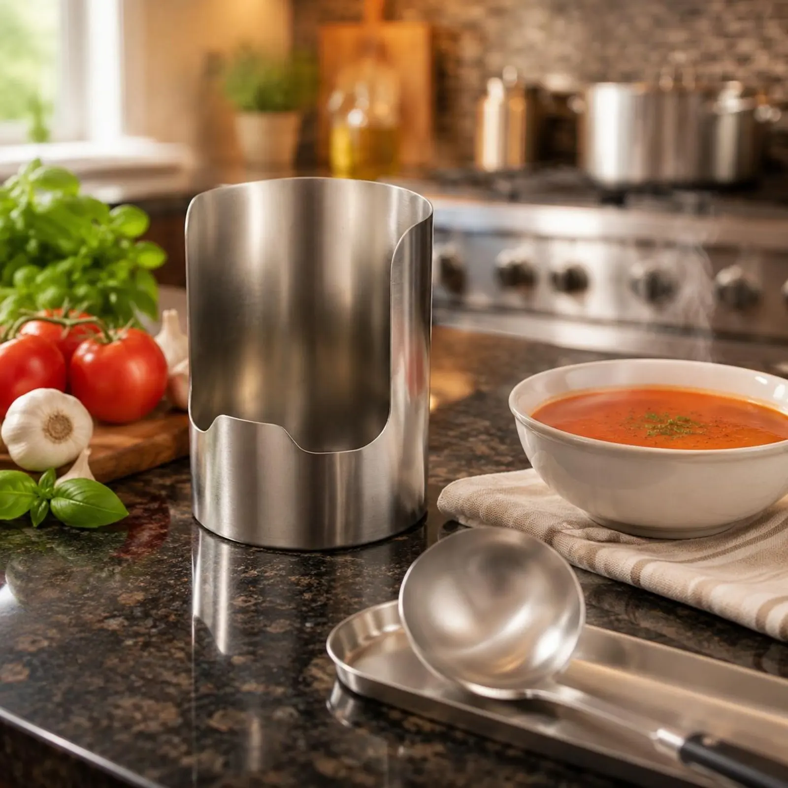 

Stainless Steel Spoon Rest Easy to Clean Ladle Rest Stand Spatula Holder Dishwasher Safe Kitchen Accessory Brushed Finish