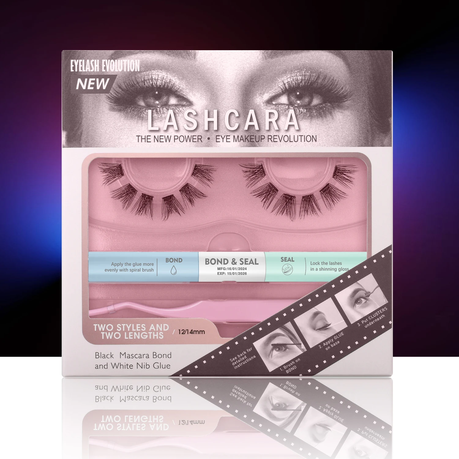 DIY Eyelash Extension Kit With 3D Volume Kit 12/14mm Lash Clusters Individual Lashes Tweezers Eyelash Glue