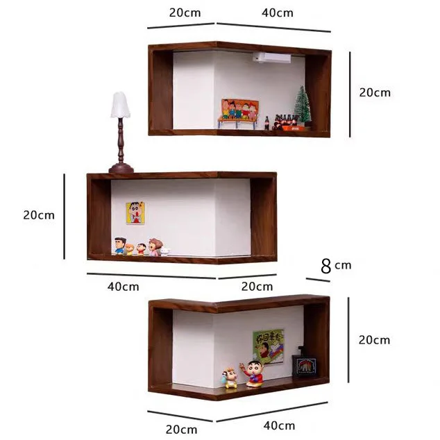 Wood Corner Shelf Wall 90 Degree Corner Suspended Wall Decoration Living Room Wall Sunny Corner Shelf Storage Rack Display Shelf