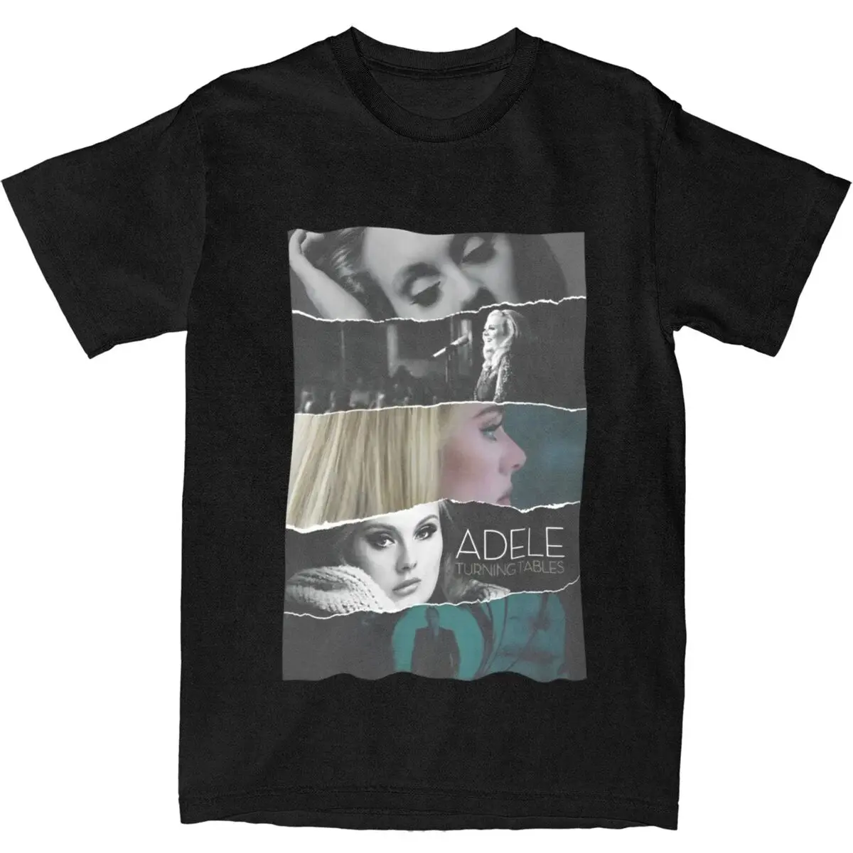 Adele Singer Poster T-Shirt Men Music Album Vintage Cotton T-Shirts Summer O-Neck Harajuku Tee Shirt Print Big Size Tops