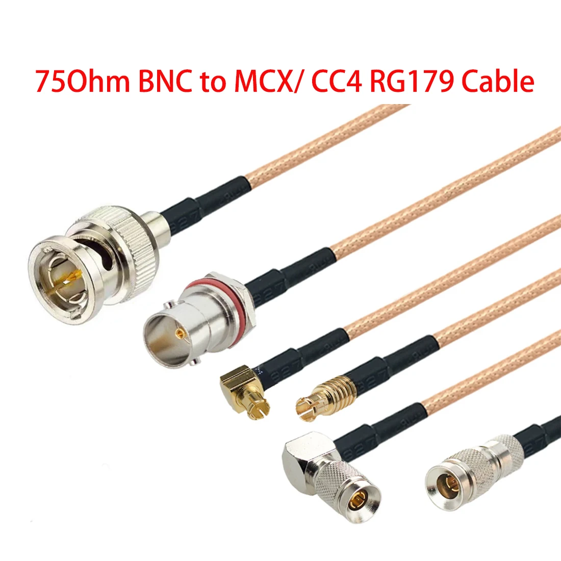1PC 75Ohm BNC Male Female to MCX/CC4 Plug Straight Angle Connector RG179 Cable HD SDI Extension Wire