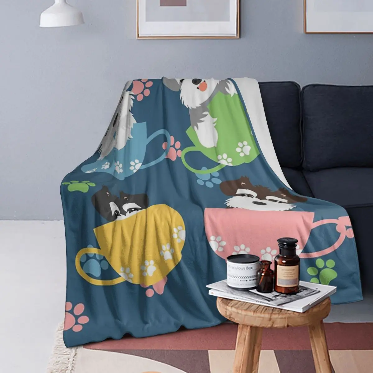 

Милые чайные чашки, миниатюрные одеяла для щенков шнауцеров, мягкое теплое фланелевое одеяло, покрывало для кровати, гостиной, пикника, домашнего дивана