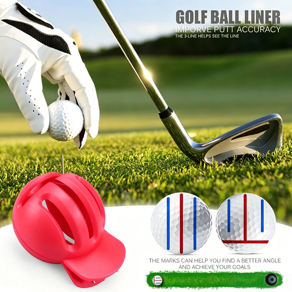 Golf Ball Line Drawing Clip Double Sided 3 Mark Lines Putting Aiming Tool Portable Golf Practice Gift for Golfer