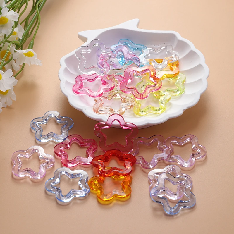 20/50/100 Stück 30mm Acryl Transparente Hohle Sternperlen DIY Schmuckanhänger Schlüsselanhänger Windglocke Handgemachtes Mode-Accessoire – Detail 1