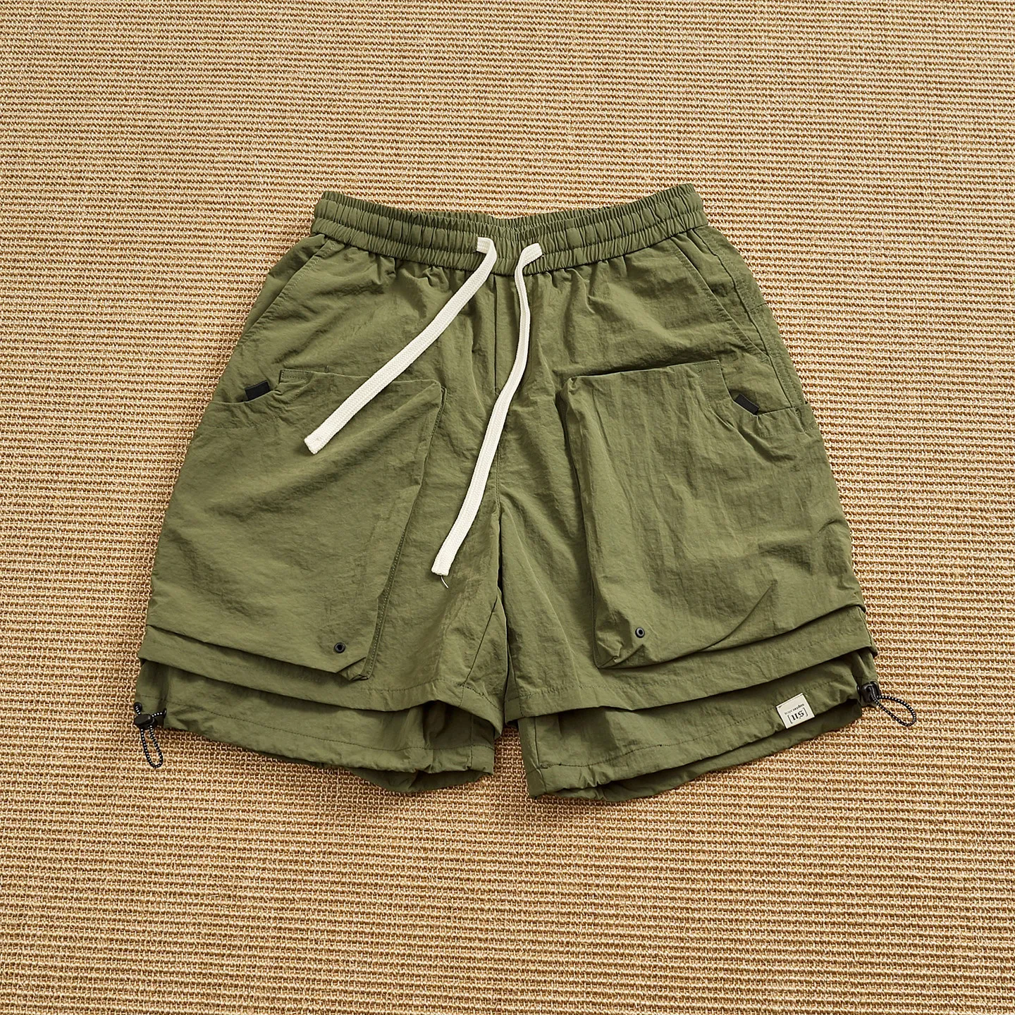 

New mesh-lined cargo shorts quick-drying drawstring shorts summer lightweight multi-pocket outdoor casual pants