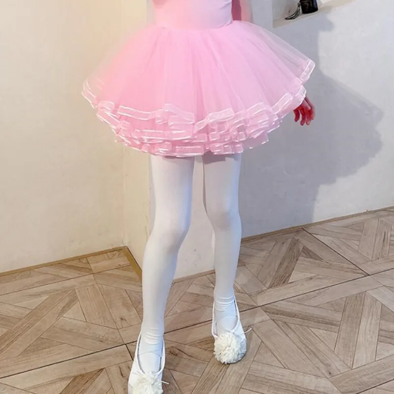 Ballet Tutu Skirts A Line Layers Tulle Swan Party Princess Dance Costume Fluffy Outfit Elastic Waist Petticoat Dress Up Girls