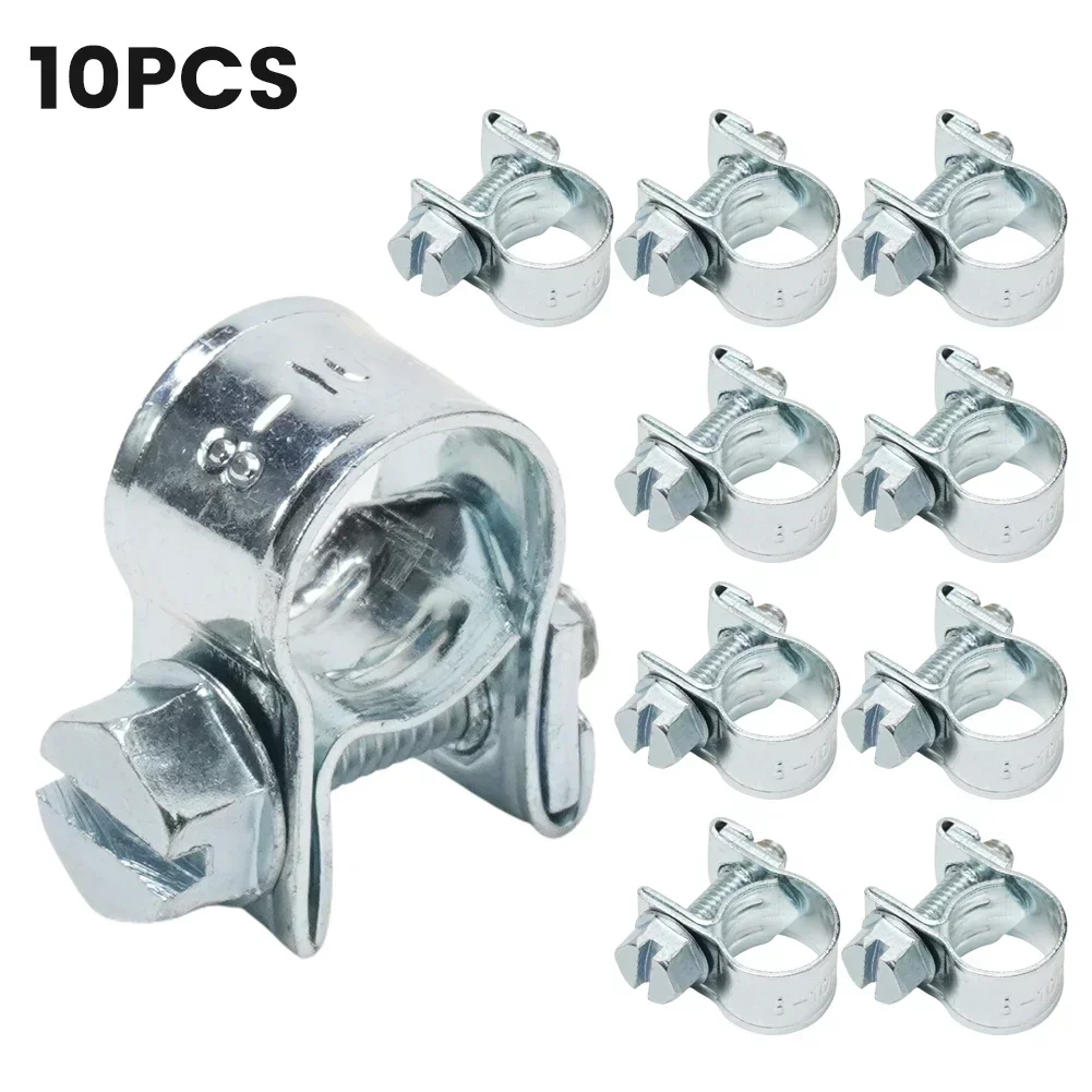 10pcs Hose Clamps Mini Fuel Line Jubilee Hose Clips Diesel Petrol Gasoline Pipe Coolant Radiator Clamp Durable Anti-oxidation