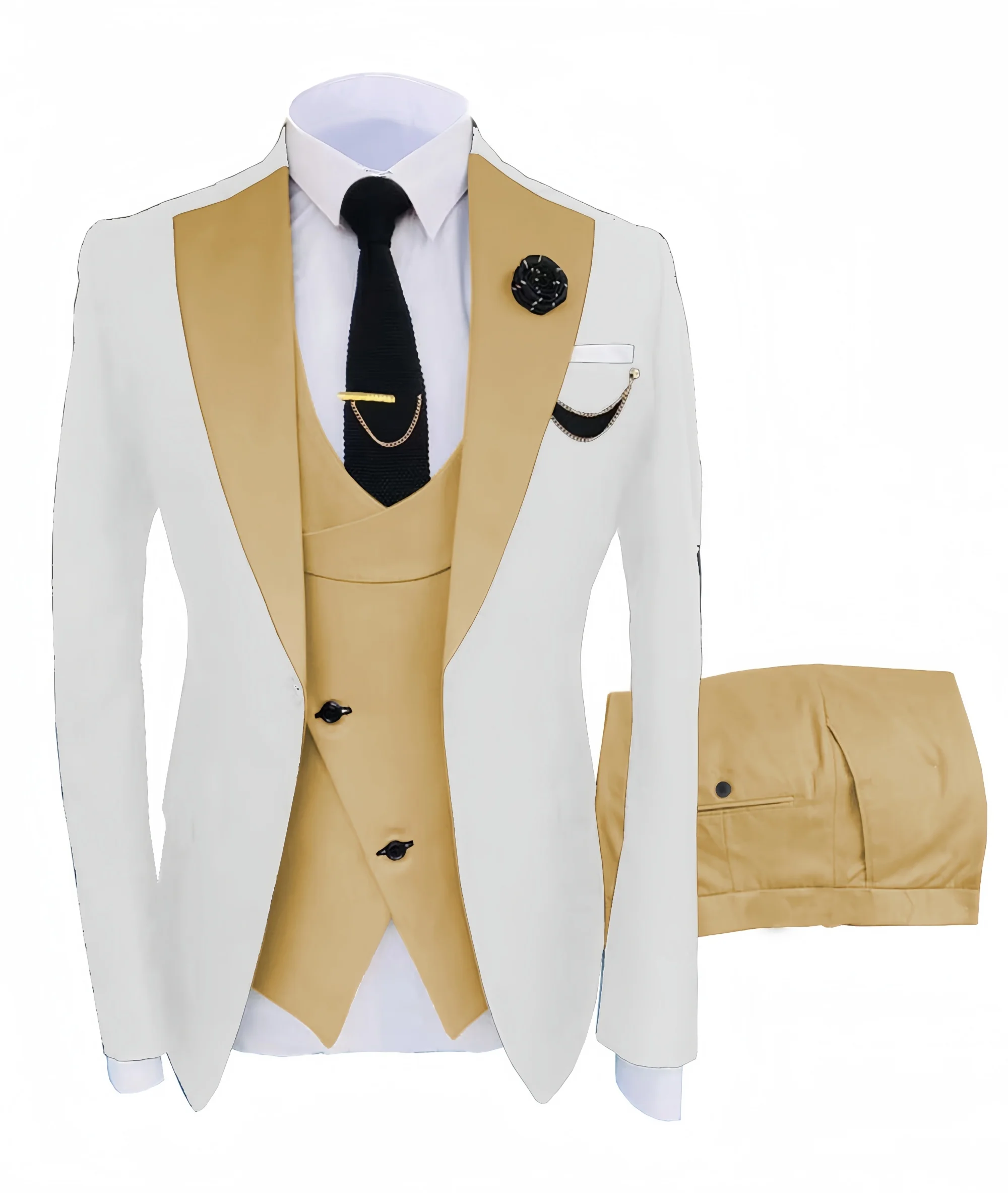 New Men's Suit 2024 Peak Lapel Slim Fit Casual Tuxedos Groom Tailor Made 3 piece(Blazer+Pants+Vest)Full set Elegant suit for men