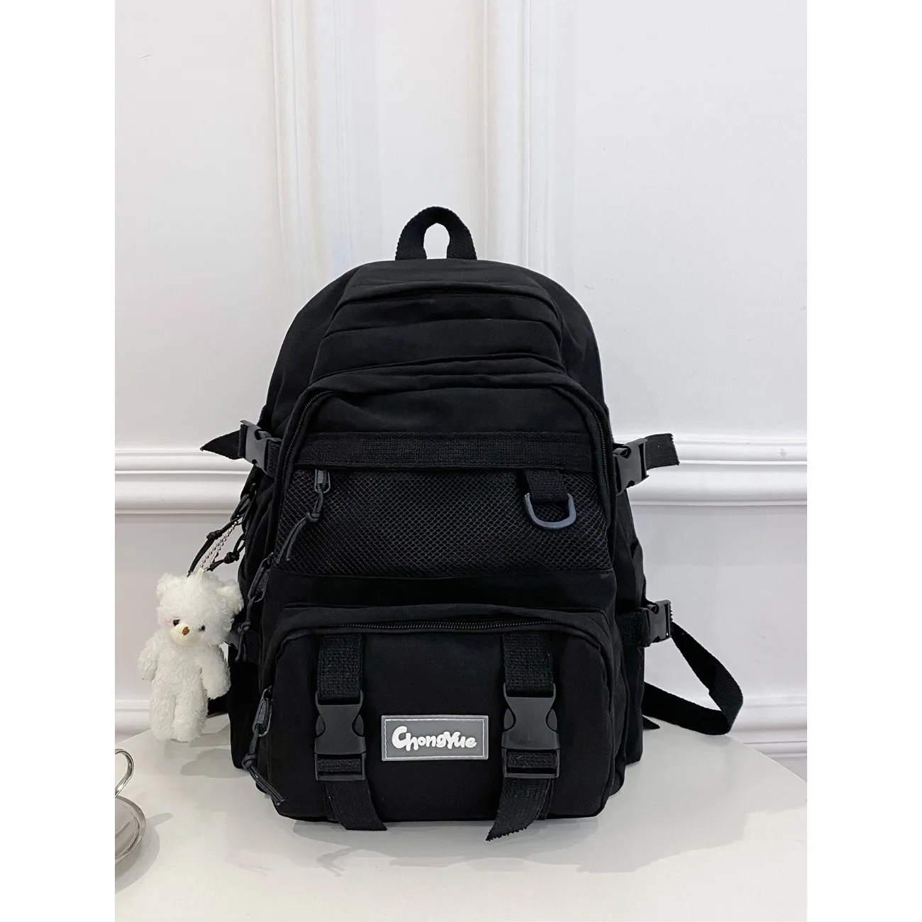 Large Capacity Simple Backpack, School Students Casual Backpack Waterproof Fashionable Large Capacity Anti-Theft Backpack With Accessories For Teen Girls Women College Students Perfect For School,Middle School, High School,Back To School School Backpack
