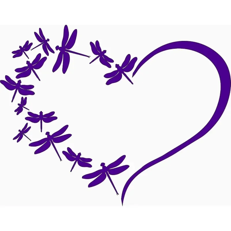 Iridescent Purple Dragonfly Heart Sticker UV Cut Vinyl Decal for Car Truck Window Waterproof Auto Exterior Decor
