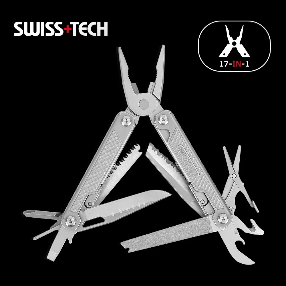 

SWISS TECH 17 in 1 Multi Plier Folding Plier Wire Stripper Outdoor Camping Multitool Pocket Mini Portable New Arrival Pliers