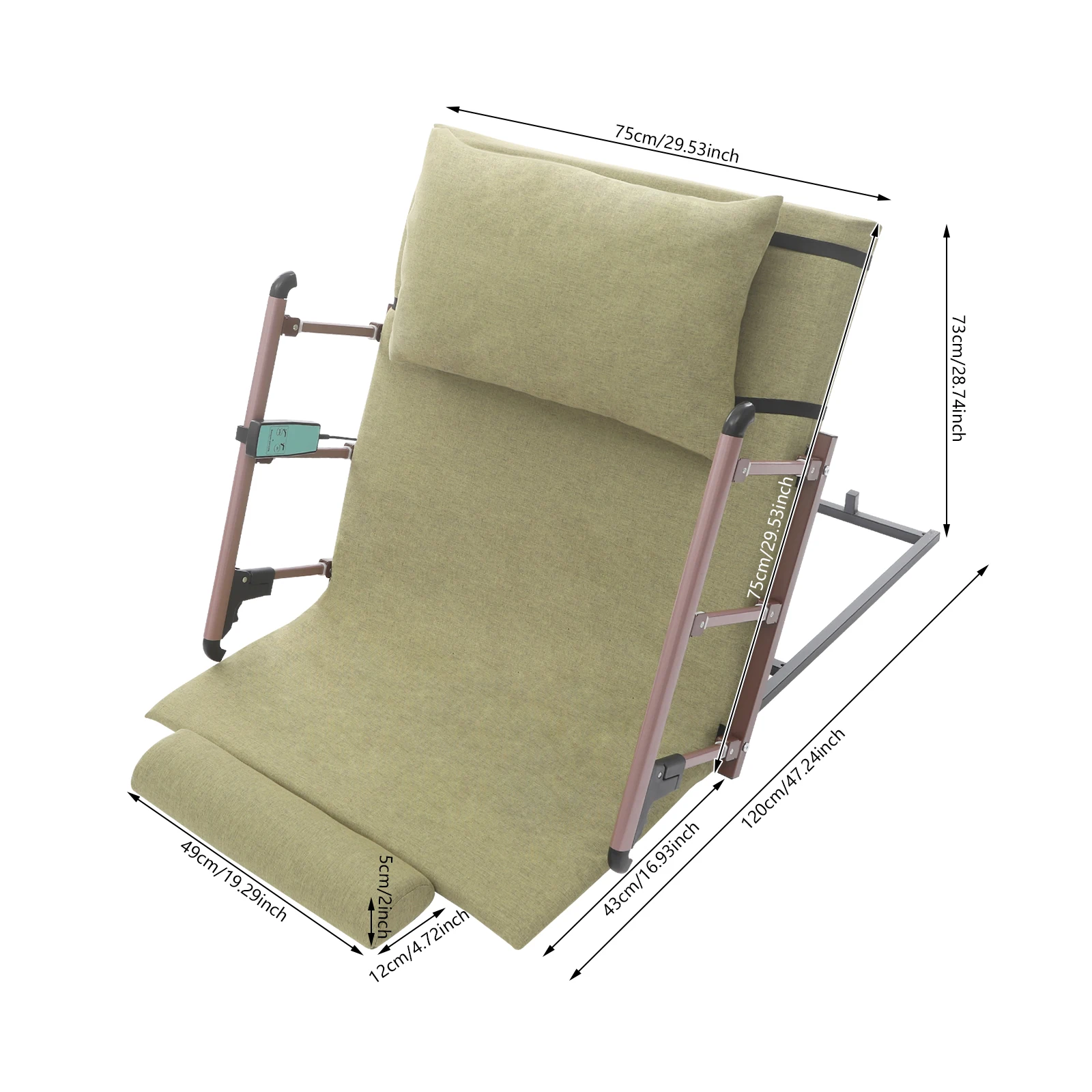 Modern Adjustable Electric Backrest Bed Cushion Bed Backrest, Electric Lifting Backrest+Folding Armrest+Headrest