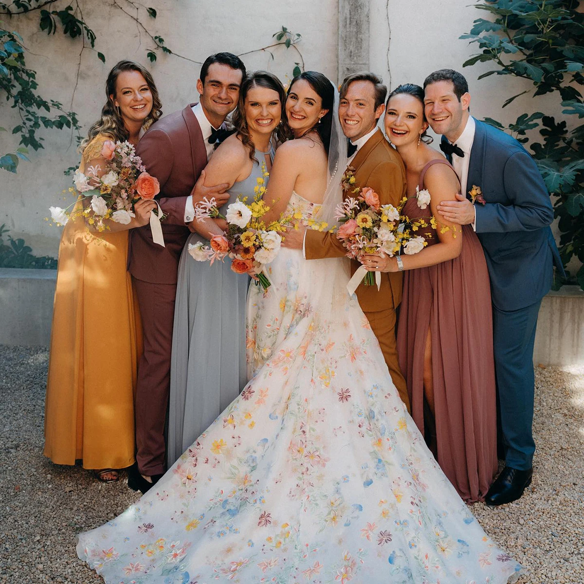 Vestido de novia de manga larga abullonada, estampado Floral botánico, línea A, botones de talla grande, Organza, vestido de novia ligero