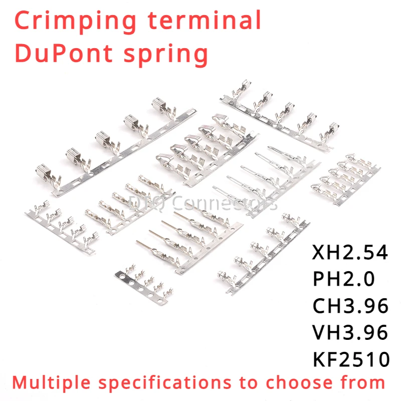 100Pcs wire terminal cold pressing head XH2.54PH2.0CH/VH3.96KF2510SM/JST1.25mm DuPont spring