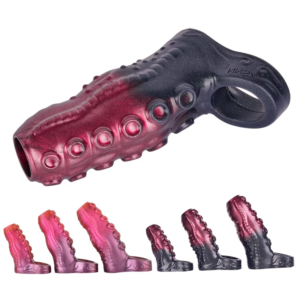 NNSX Open-ended Penis Sleeve Cock Ring Lock Semen Dick Enlarger For Man Sex Toy Soft Penis Enlarger Dick Sleeve Reusable Condoms