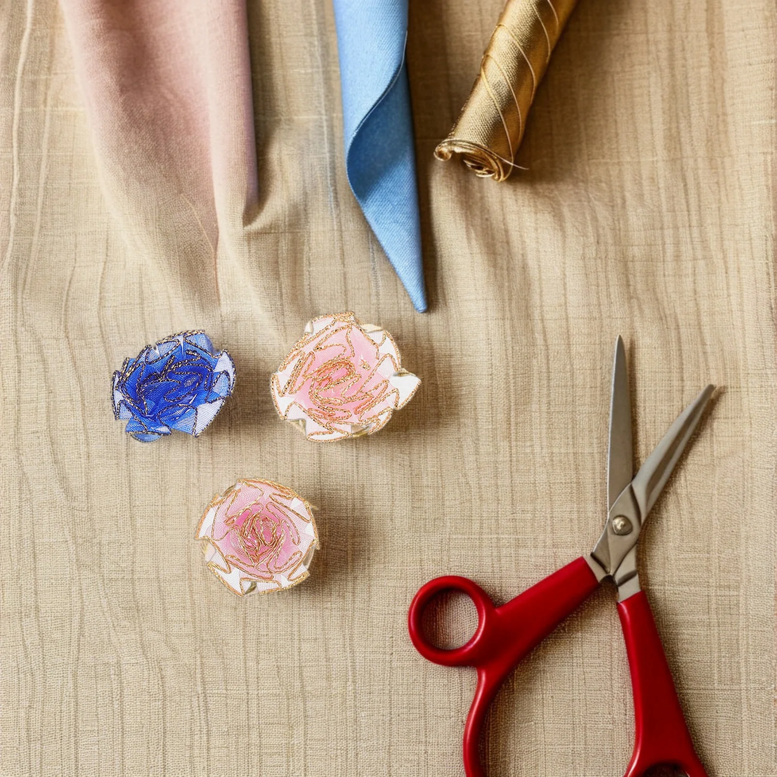 

150Pcs Artificial Flowers Mesh Faux Carnation Heads Elegant Embroidery Applique for Sewing Crafts Wedding Bridal Shower Decor