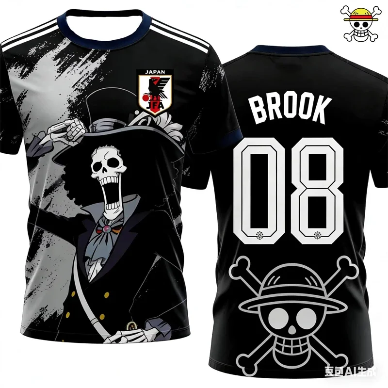 Men's Anime One Piece T-Shirt Summer Luffy Graphic Design Short Sleeve Breathable Sports Jersey Fashion Kids Boys Clothes