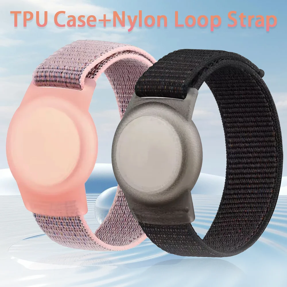 Nylon-Schlaufenarmband + Weiche TPU-Hülle für Apple AirTag 2 Kinder Erwachsene Ortungsgerät Armband für Apple AirTag 2