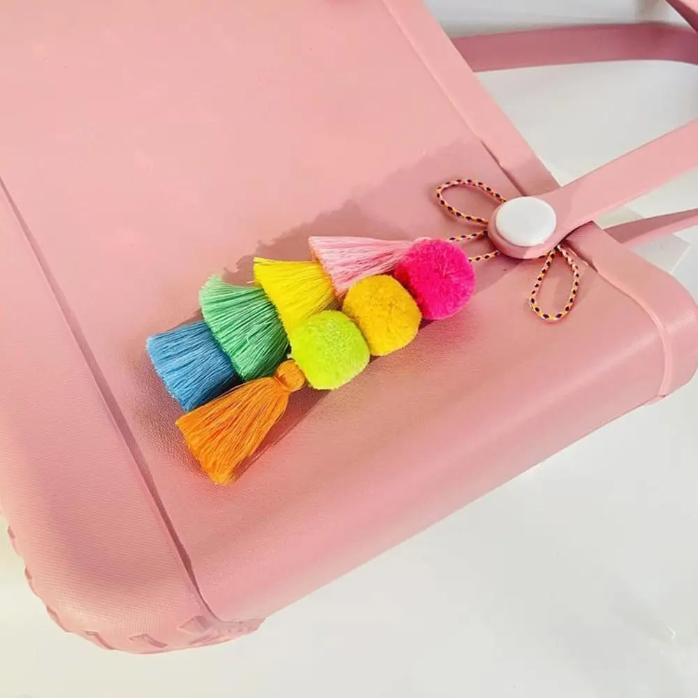 Pom Pom Tassel Charms for Bogg Bag Accessories Rubber Beach Bag Decoration for Women Handbag