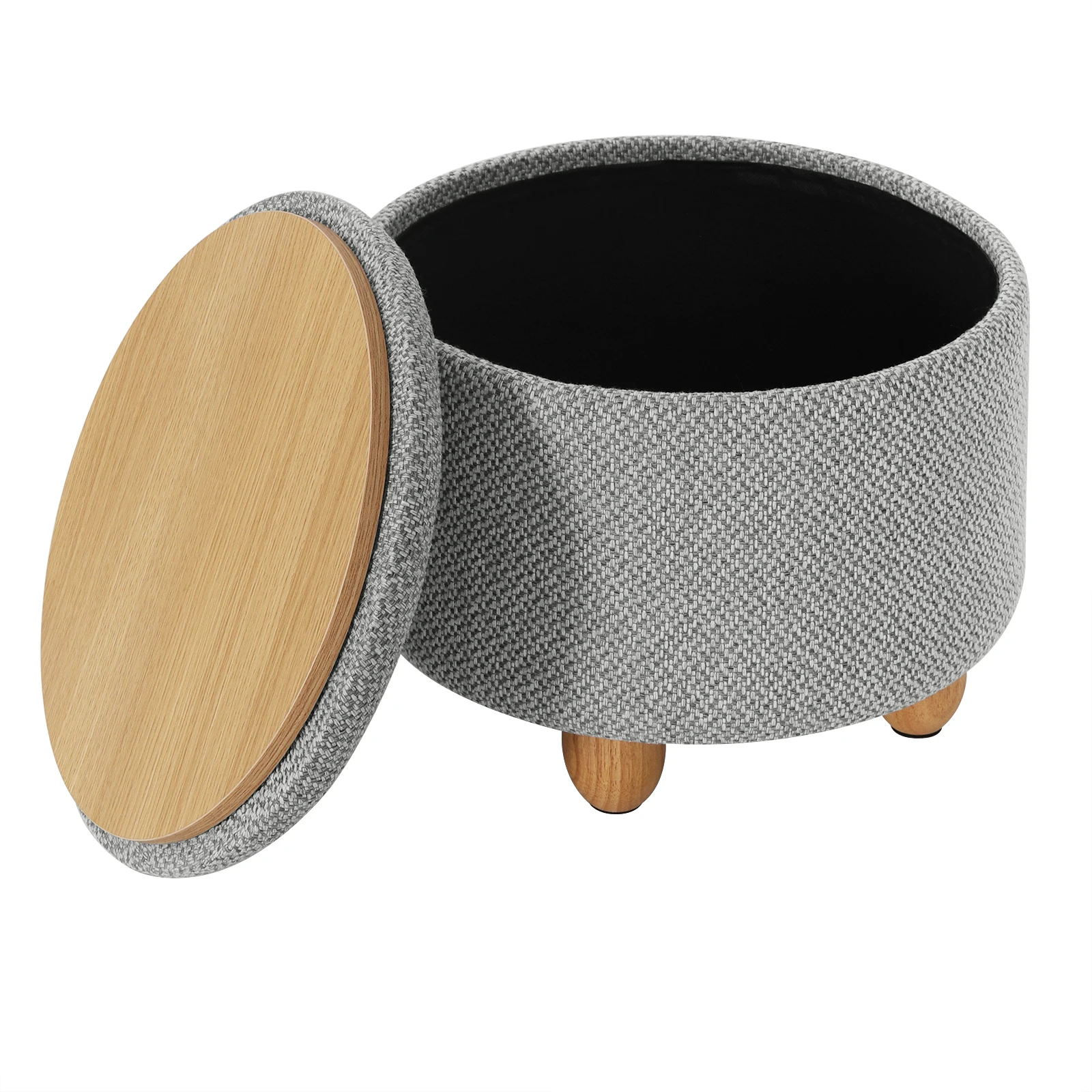 WOLTU faltbarer Ottoman-Aufbewahrungshocker, gepolsterter Hocker mit Deckel, Kiefernholzbeine, platzsparend für Schlafzimmer, Wohnzimmer, Heimdekoration – Detail 9