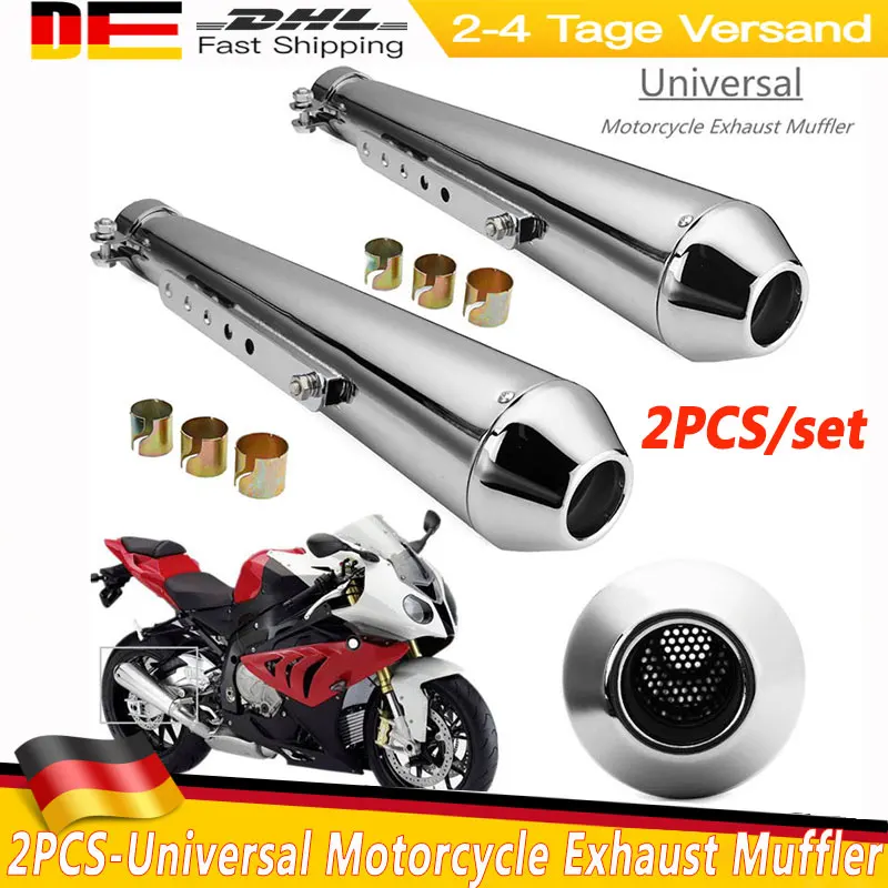 2X Universal Motorrad Auspuff Retro Vintage Klassische Galvanik Escap Moto Für Harley Cafe Racer Bobber CG125 SR400
