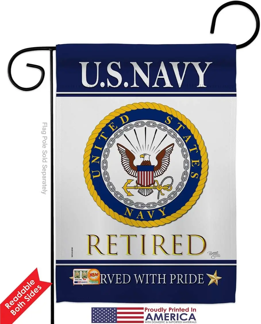 Breeze Decor Navy US Retired Garden Flag Armed Forces USN Seabee United State American Military Veteran Retire Official Small De