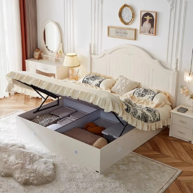 Cute Childrens Double Bed White House Solid Wood Bed Modern Comferter Camas De Dormitorio Bedroom Set Furniture Queen