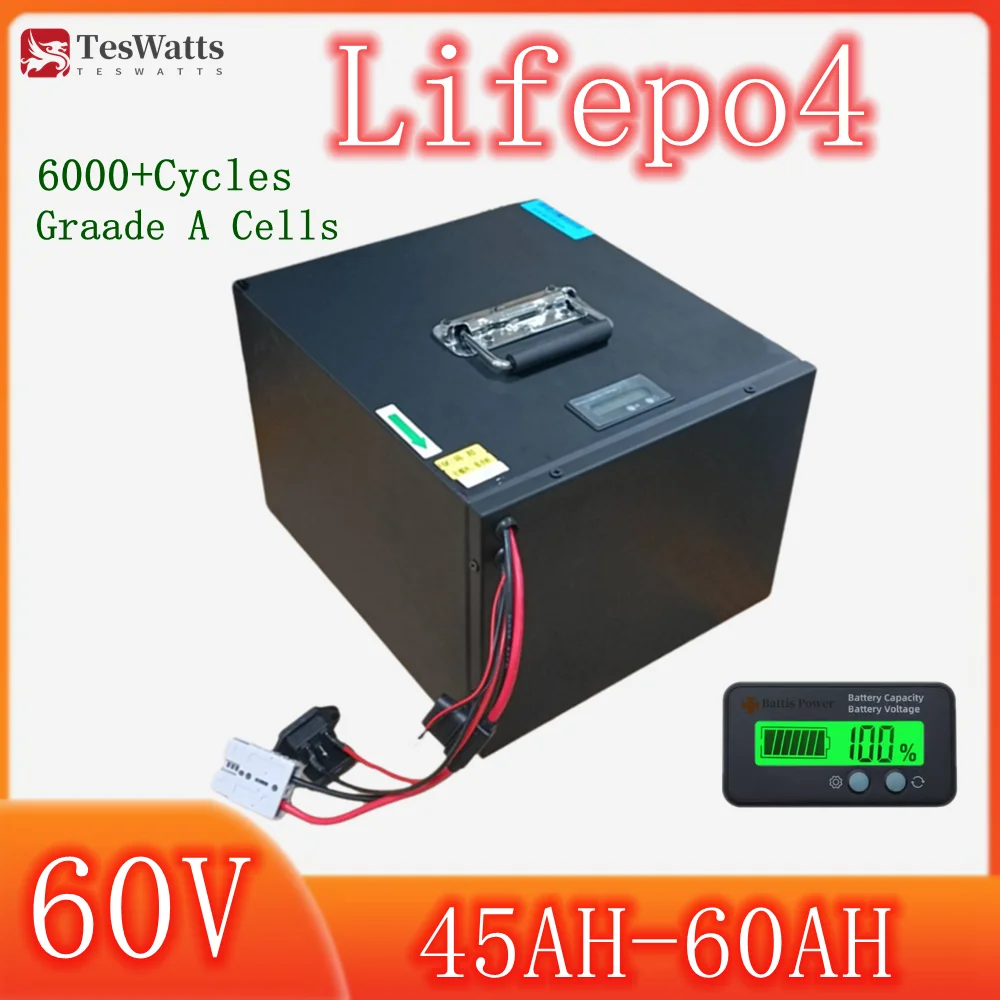

JNX Lifepo4 60 В 45 Ач 50 Ач 60 Ач литиевая батарея для мини-моторизованного 3-колесного электрического трехколесного велосипеда 3000 Вт с покрытием для мобильного скутера