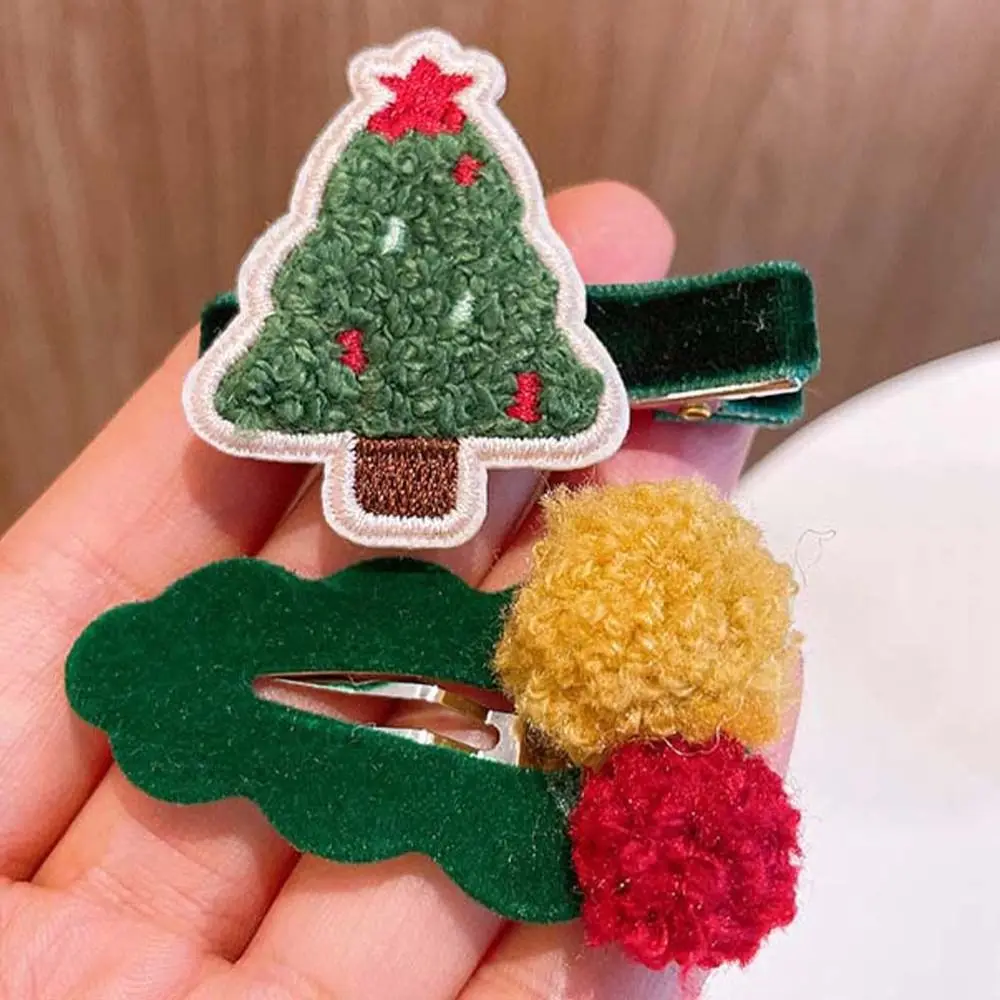クリスマスツリー 雪だるま トナカイ ヘアアクセサリー クリスマス前髪クリップ 子供用クリスマスヘアピン バレッタ リボンヘアクリップ
