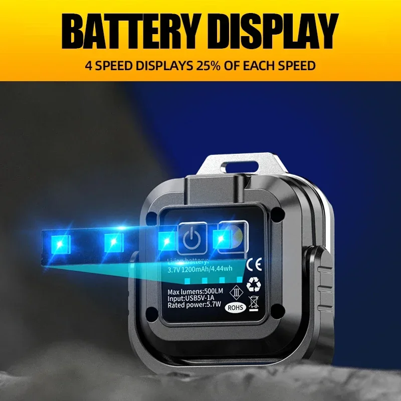 

MINI LED Flashlight 8 Modesre Adjustable Portable Work Light Tail Magnet Rechargeable Camping Lantern COB Emergency Light