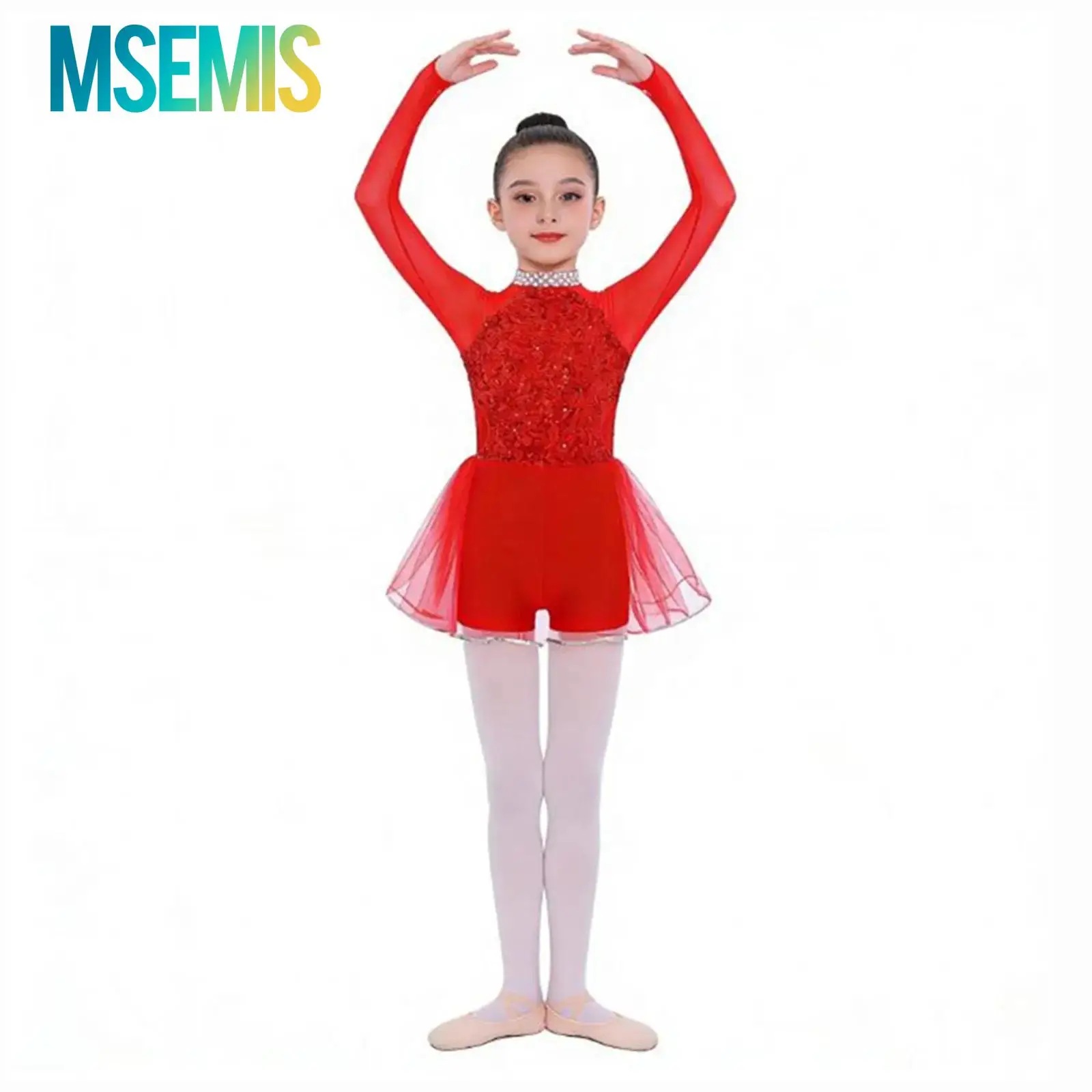 

Детский гимнастический купальник с блестками и блестками для девочек, костюм для балета, джаза, латинского танца, лиф, фатиновый купальник с юбкой, комбинезон