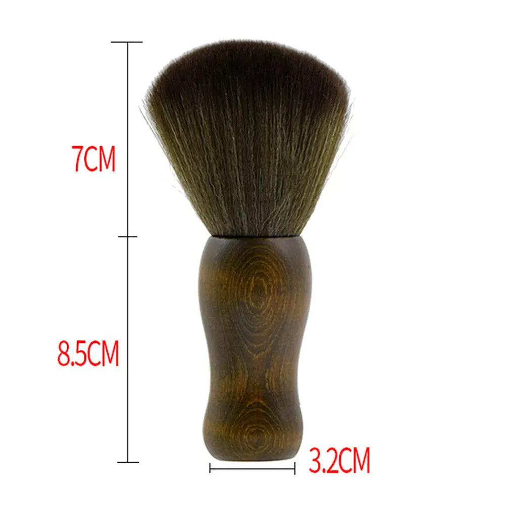 Barber Neck Duster Brush Round Wooden Handle Wool Cleaning Tool For Broken Hair Removal Hair Salon Home Use Lint Free