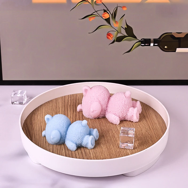 Cute 3D Sleeping Bear Mousse Cake Mold Ice Cream Silicone Molds Cupcake Topper Cake Decorate Mould DIY Baking Accessories