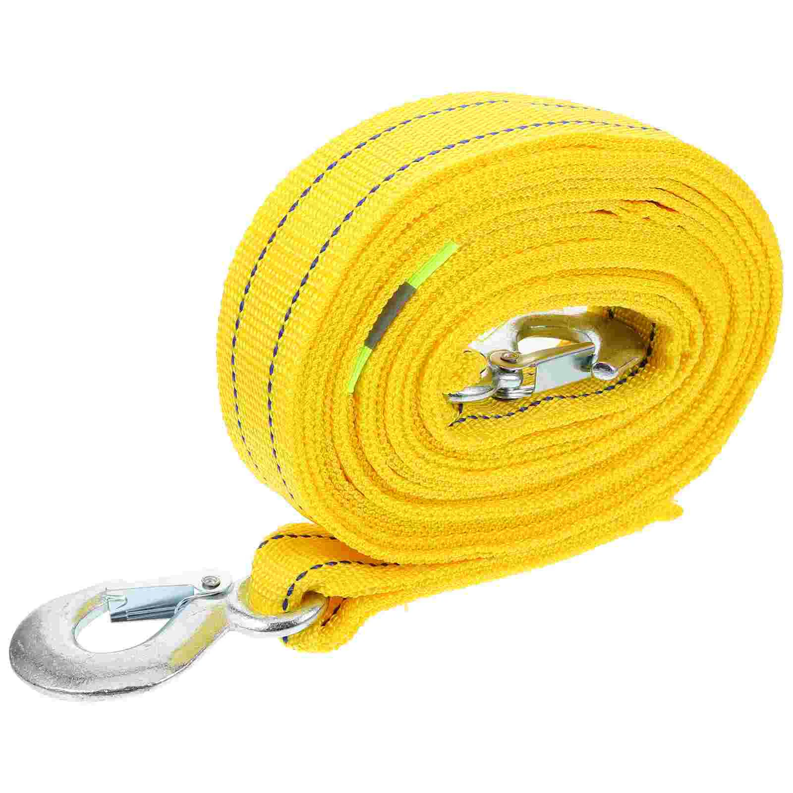 

48m 5 Ton Car Trailer Rope Practical Outdoor Emergency Kit Polyester Double Layers Thicken Tow Rope (Yellow)