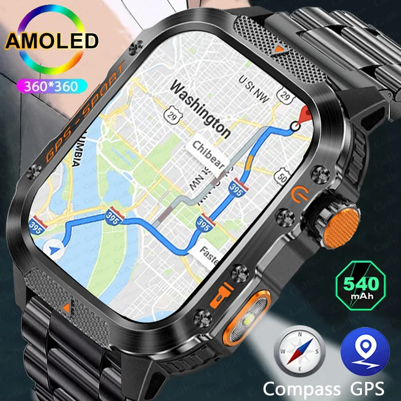 

Новые спортивные умные часы на открытом воздухе, мужские GPS-треки движения, Bluetooth-вызов, аккумулятор 540 мАч, водонепроницаемые умные часы с пульсометром для Xiaomi