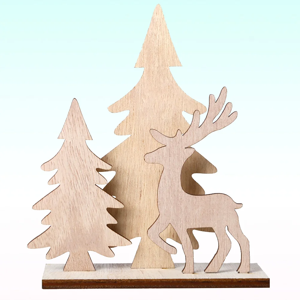 

Christmas Wooden Deer Decoration for Home Mall Office Festive Craft Display Wood Craft Decorations Supplies Xmas Wood Ornament