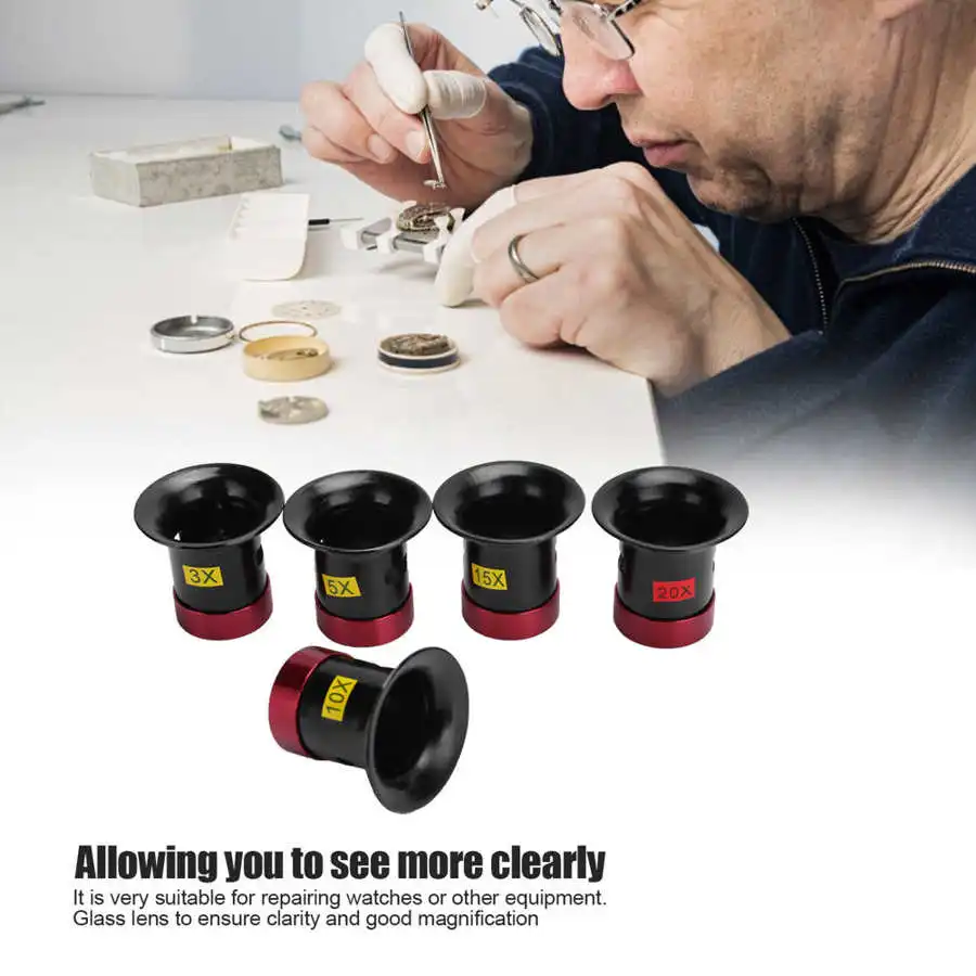 Watchmakers Magnifier Tool Portable Monoculars Magnifier 3X 5X 10X 15X 20X Magnifying Glass Eye Lens Repairing Magnifier Tools