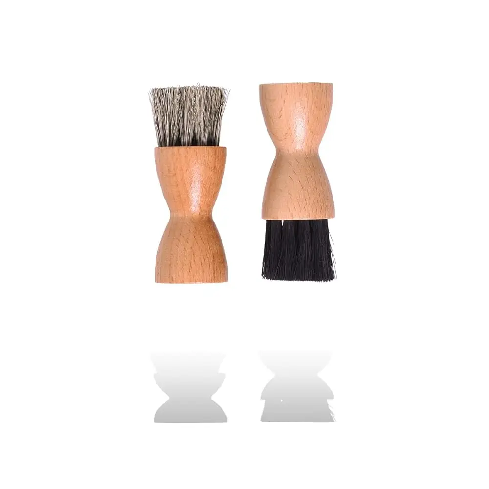 

Valentino Garemi Shoe Polish Cream Applicator Brush Set – Real Horsehair for Leather Cream, Wax & Balm – Small Wooden Jar Dau