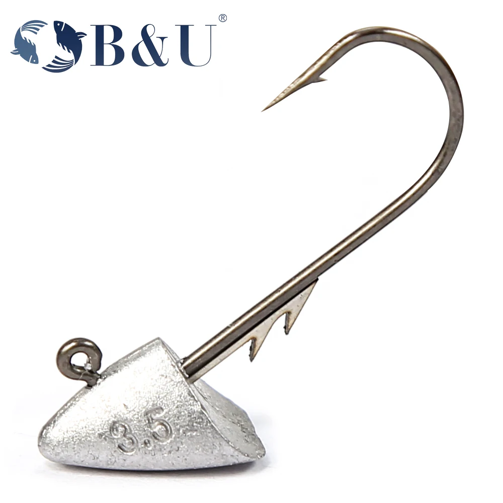 B&U 5pcsTriangle Head NED Hooks 2.5g 3.5g 4.5g 5g  auxiliary hook soft worm jig Lure Hook Jig Head Fishing Tackle Hooks