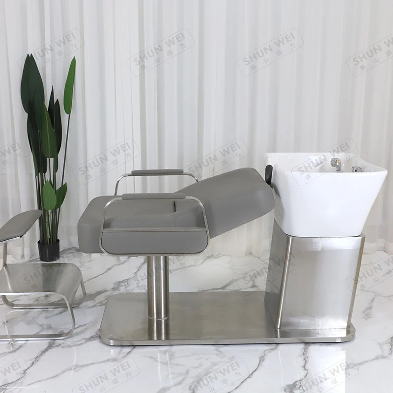 Factory Direct Sale: Trendy Semi-Reclining Salon Shampoo , Simple And High-End Ceramic Wash Bed Hair Salons