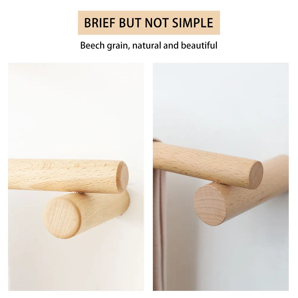 

Wooden Towel Bathroom Organizer Storage Space Saving Simple Towel Rack No Punch Hanger Hygienic Kitchen Use Simple Style