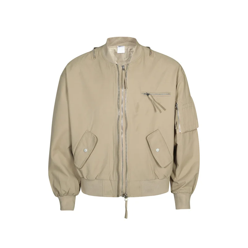 

Американский ретро2025Осенне-зимний мужской однотонный плащ с несколькими карманами, модный плащ унисекс, куртка