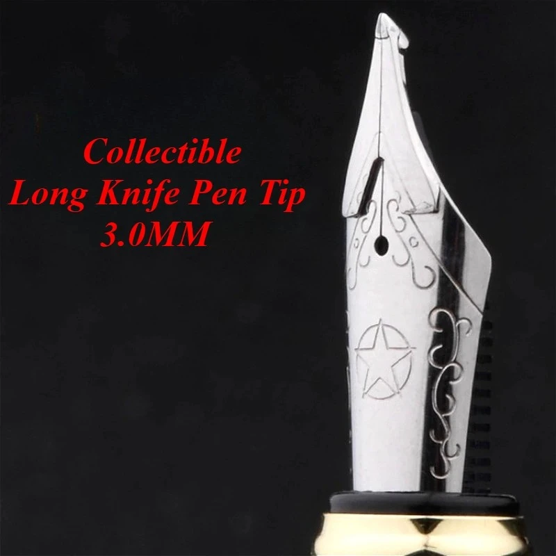 BALAOYE Binghua Red Four-Color Fountain Pen No.6 Stackable Long Knife Grind Five-Pointed Star Nib Calligraphy Ink Pen Stationery