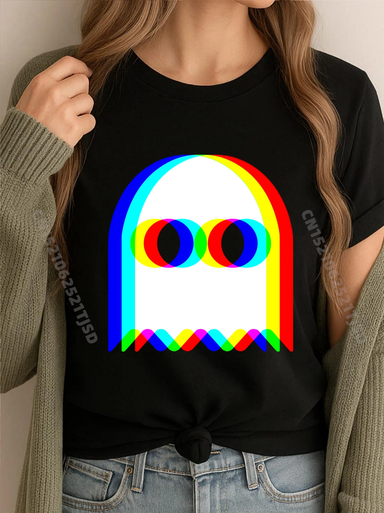 

Забавный призрак Trippy Vaporwave Halloween Techno Rave EDM Музыка Мужские рубашки Футболки с рисунком Женские