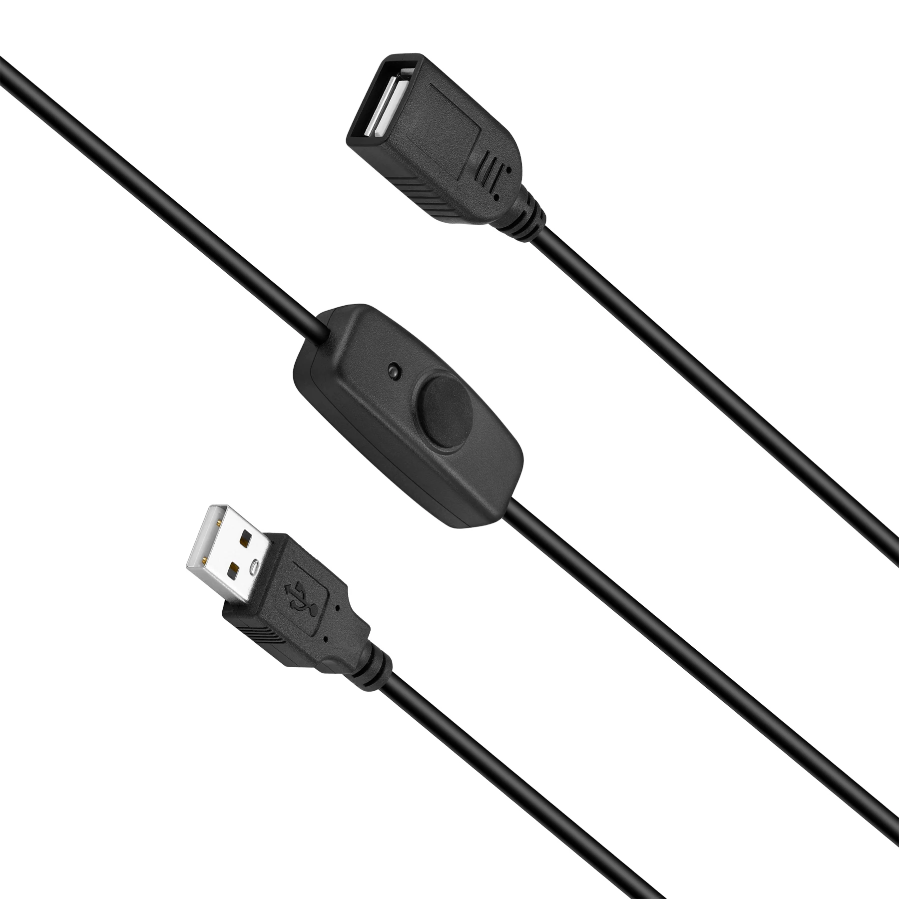 Bochara USB 2.0 Type A Male to Female Extension Cable With ON OFF Switch Indicator Light Shielded 50cm 1m