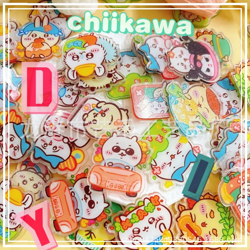 Cartoon anime chiikawa hand-painted acrylic patch double-sided composite handmade DIY keychain PP hair clip accessory materials