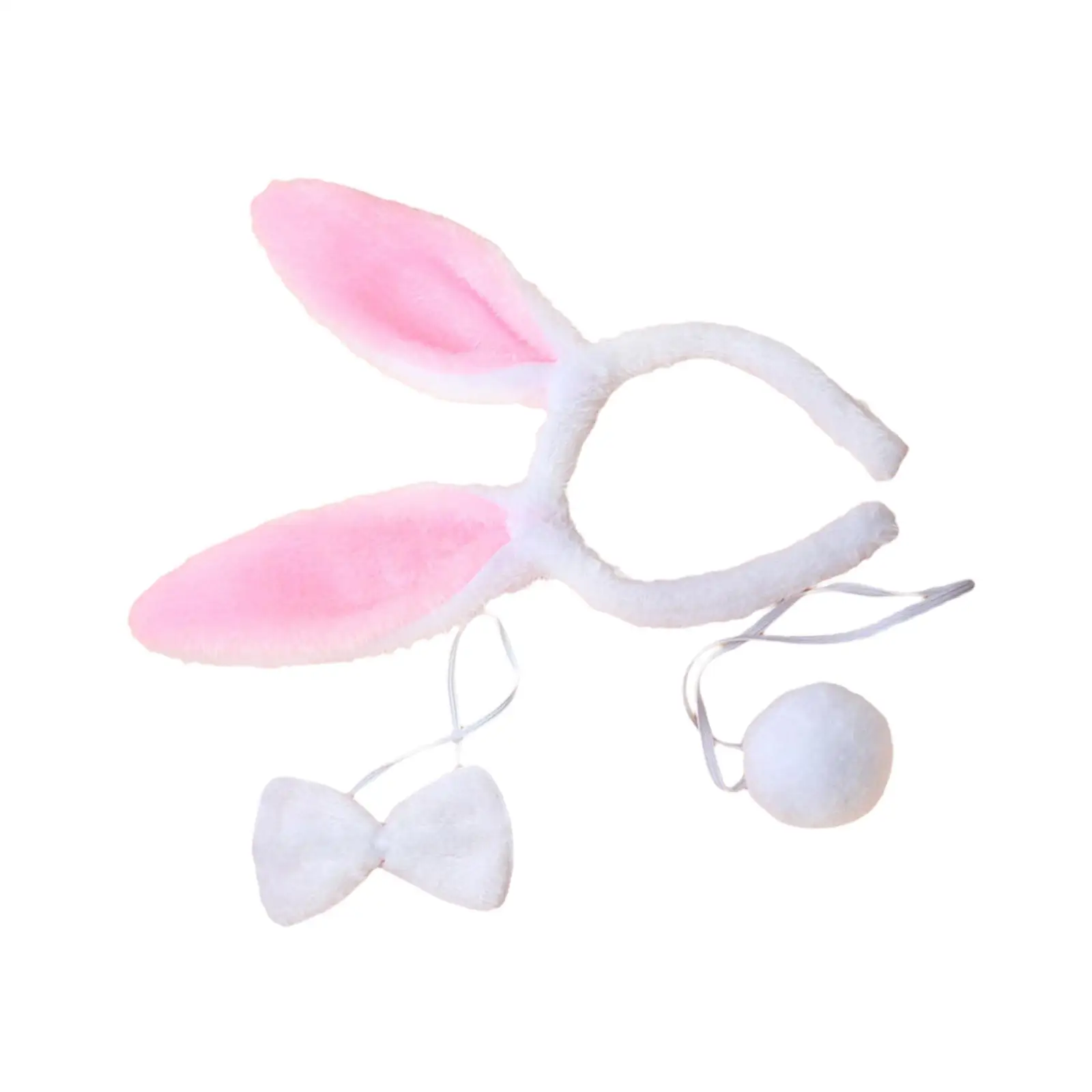 Bunny Costume Set Ear Headband Tail Headwear Headpiece for Role