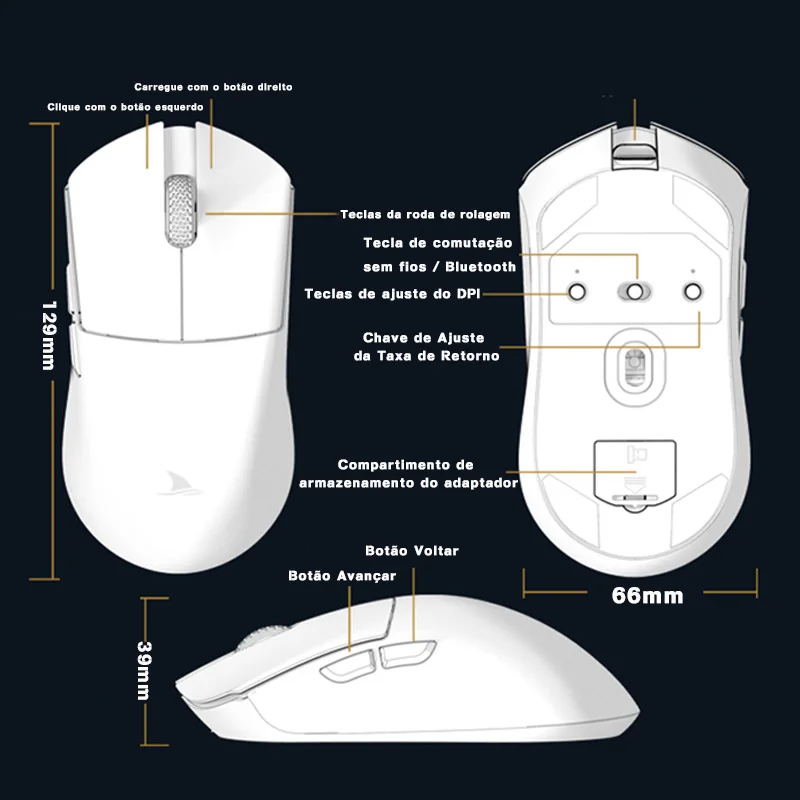 Motospeed Darmoshark M3 bluetooth 2.4g sem fio com fio três modos